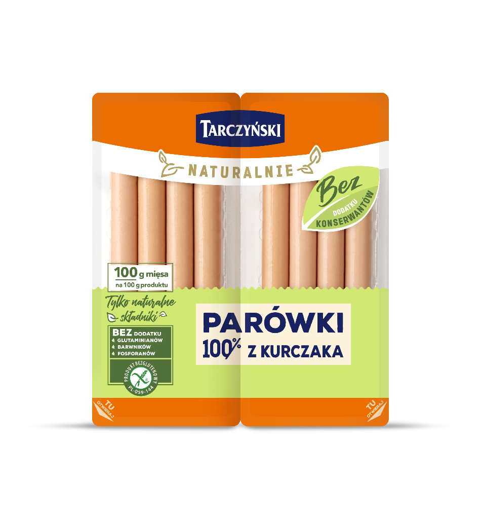 TARCZYNSKI NATURALNIE PAROWKI 100% Z KURCZAKA 160G*10