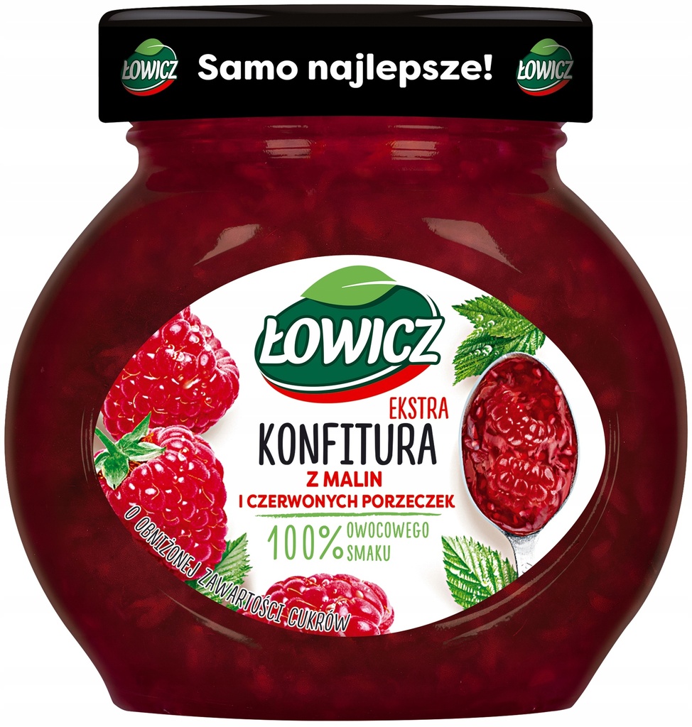 KONFITURA LOWICZ Z MALIN I CZERWONEJ PORZECZEK 240G*8