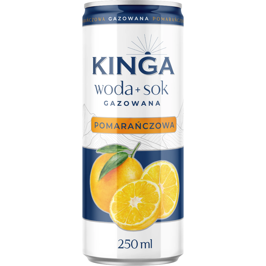 WODA KINGA Z SOKIEM POMARANCZ 250ML*24 PUSZKA OSHEE