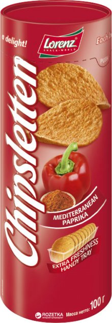 CHIPSY CHIPSLETTEN PAPRYKA TUBA 100G*15 LORENZ