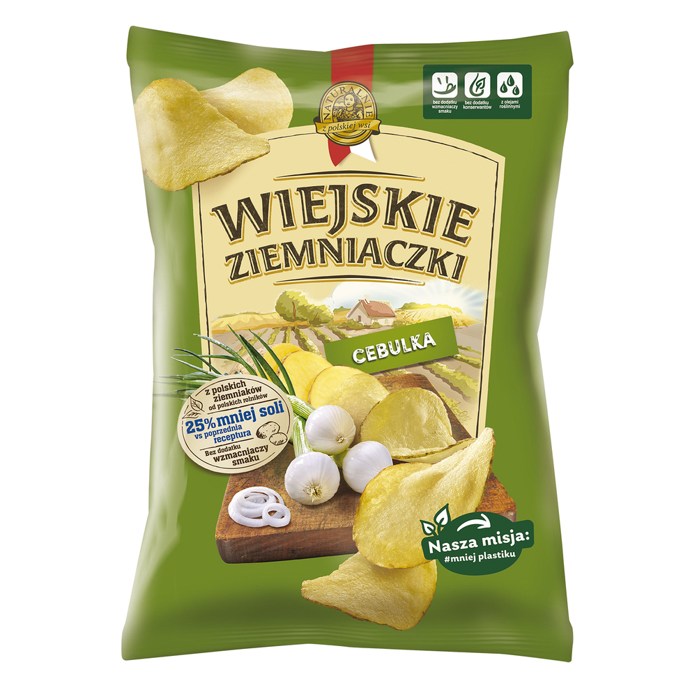 CHIPSY WIEJSKIE ZIEMNIACZKI CEBULKA 130G*10 LORENZ