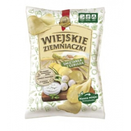 CHIPSY WIEJSKIE ZIEMNIA SMIETAN Z CEBULA 130G*10 LORE