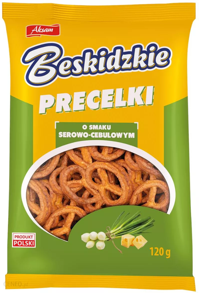 PRECELKI BESKIDZKIE SEROWO-CEBULOWE 120G*18 AKSAM