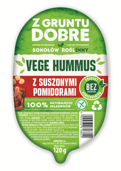 SOKOLOW HUMMUS PREMIUM Z SUSZONYMI POMIDORAMI 120G*6