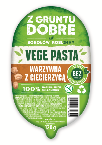 SOKOLOW PASTA WARZYWNA Z CIECIERZYCA 120G*6