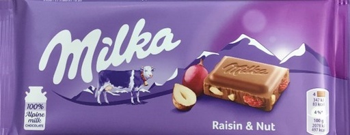 [3045140280902] CZEKOLADA MILKA ORZECHY I RODZYNKI 100G*22 MONDELEZ