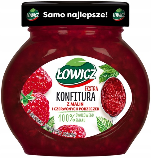 [5900397751071] KONFITURA LOWICZ Z MALIN I CZERWONEJ PORZECZEK 240G*8